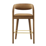 Iris Performance Velvet Bar Stool Set of 2 in Brown Gold