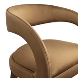 Iris Performance Velvet Bar Stool Set of 2 in Brown Gold