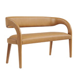 Iris Vegan Leather Accent Bench in Tan