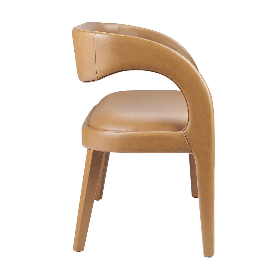 Iris Vegan Leather Accent Bench in Tan
