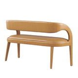 Iris Vegan Leather Accent Bench in Tan