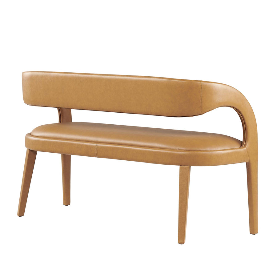 Iris Vegan Leather Accent Bench in Tan