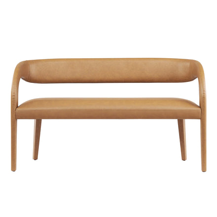 Pinnacle Vegan Leather Accent Bench in Tan