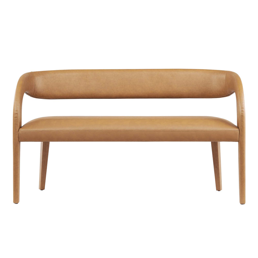 Iris Vegan Leather Accent Bench in Tan