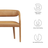 Iris Vegan Leather Accent Bench in Tan