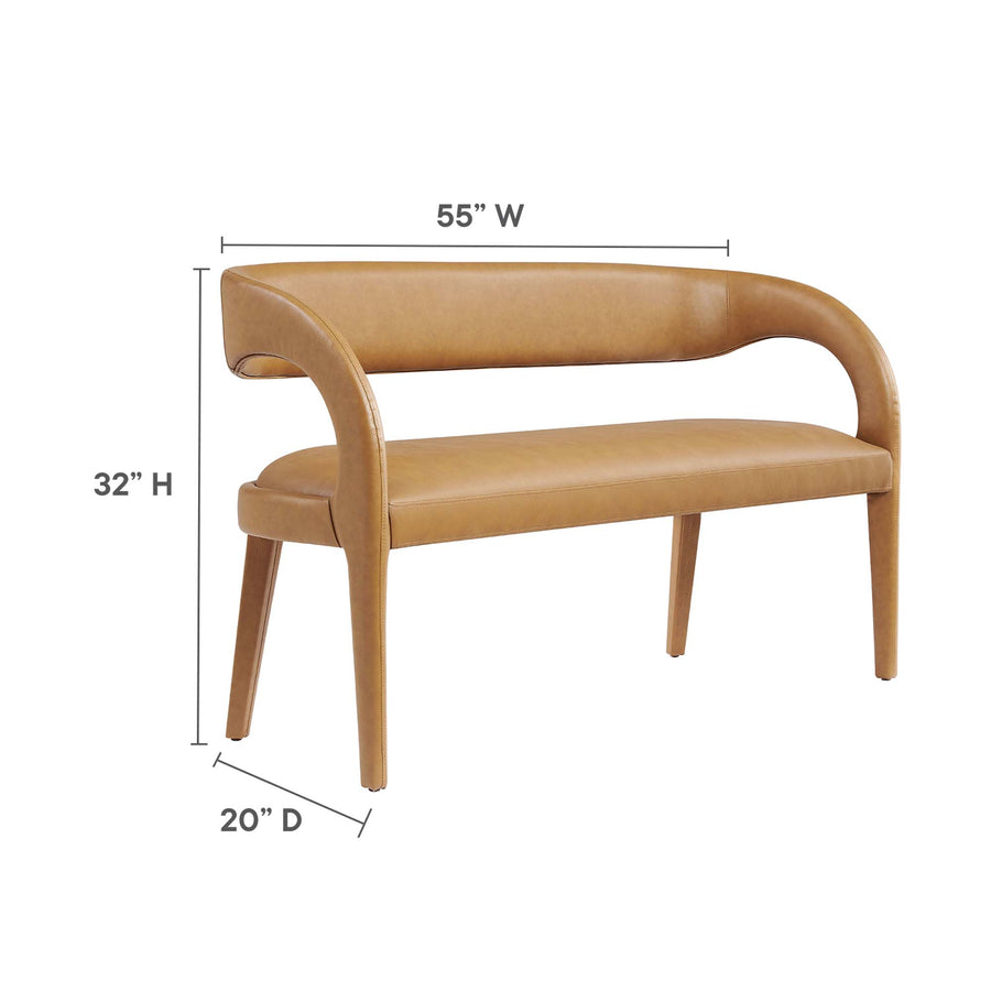 Iris Vegan Leather Accent Bench in Tan