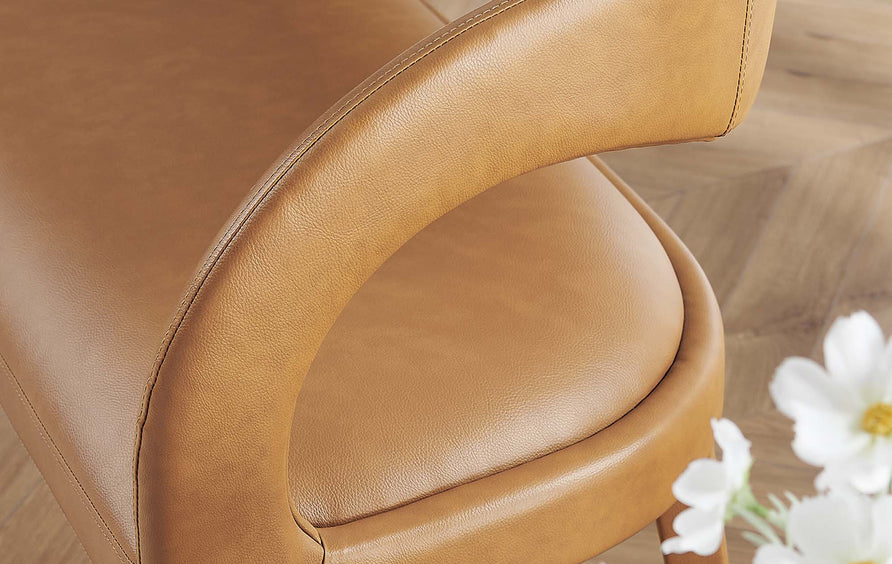 Iris Vegan Leather Accent Bench in Tan