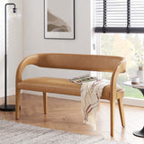Iris Vegan Leather Accent Bench in Tan