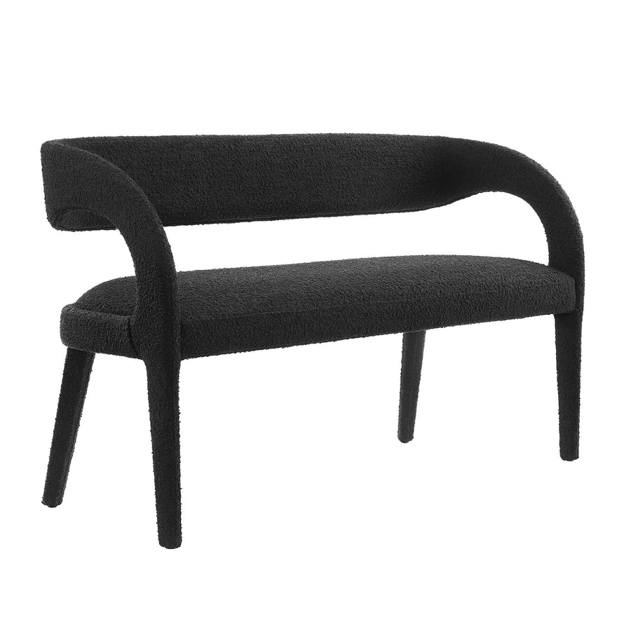 Iris Boucle Fabric Accent Bench in Black