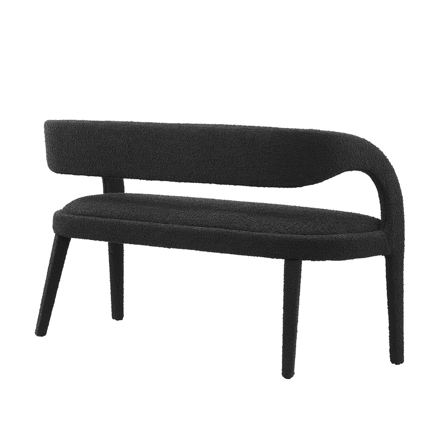 Iris Boucle Fabric Accent Bench in Black