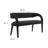 Iris Boucle Fabric Accent Bench in Black