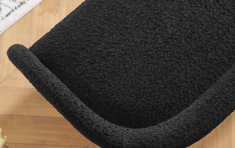 Iris Boucle Fabric Accent Bench in Black
