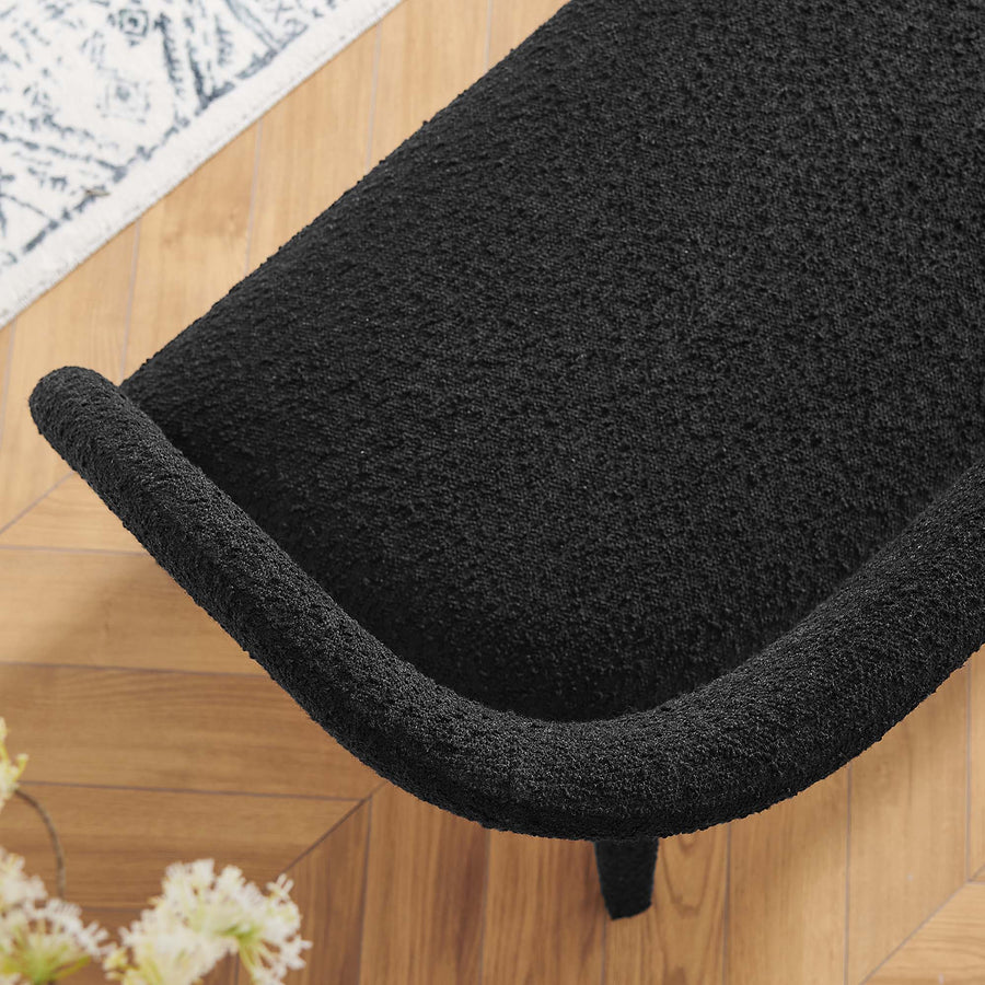 Iris Boucle Fabric Accent Bench in Black