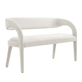 Iris Boucle Fabric Accent Bench in Ivory