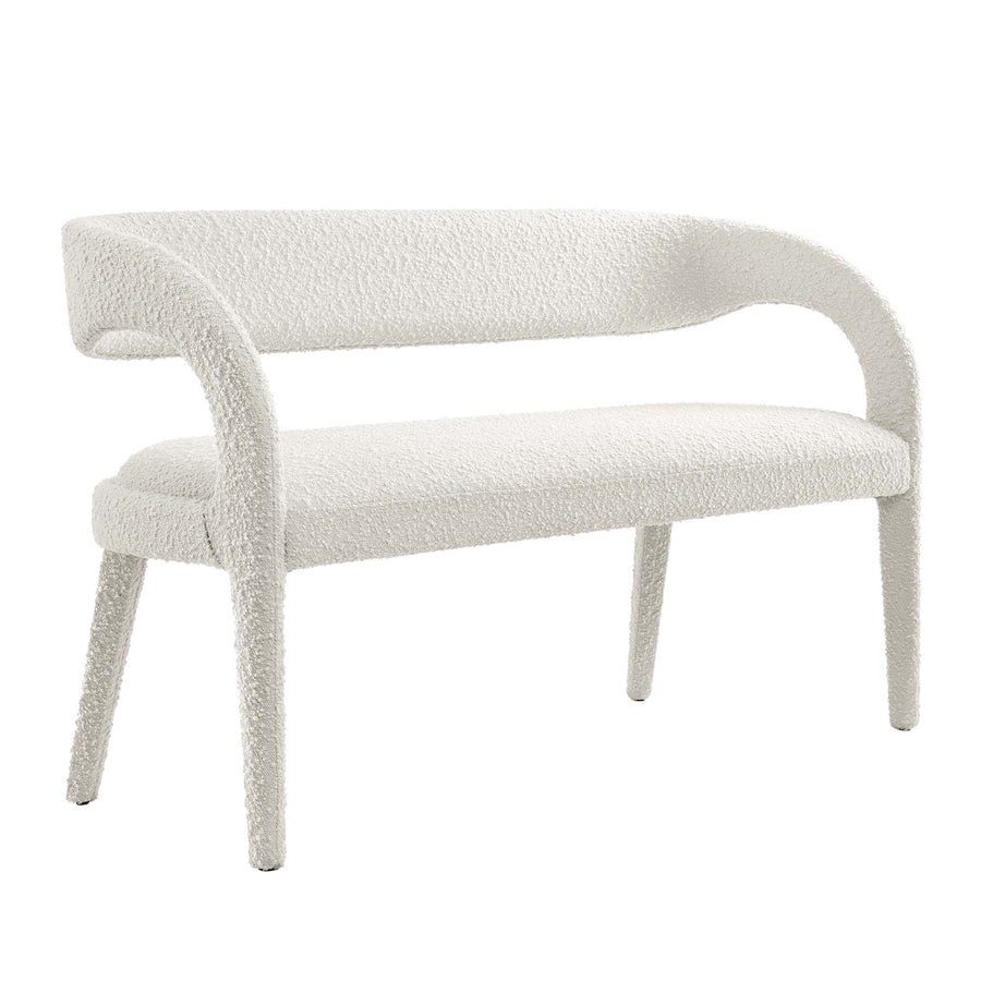 Iris Boucle Fabric Accent Bench in Ivory