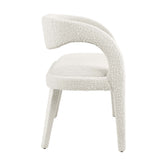 Iris Boucle Fabric Accent Bench in Ivory