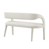 Iris Boucle Fabric Accent Bench in Ivory