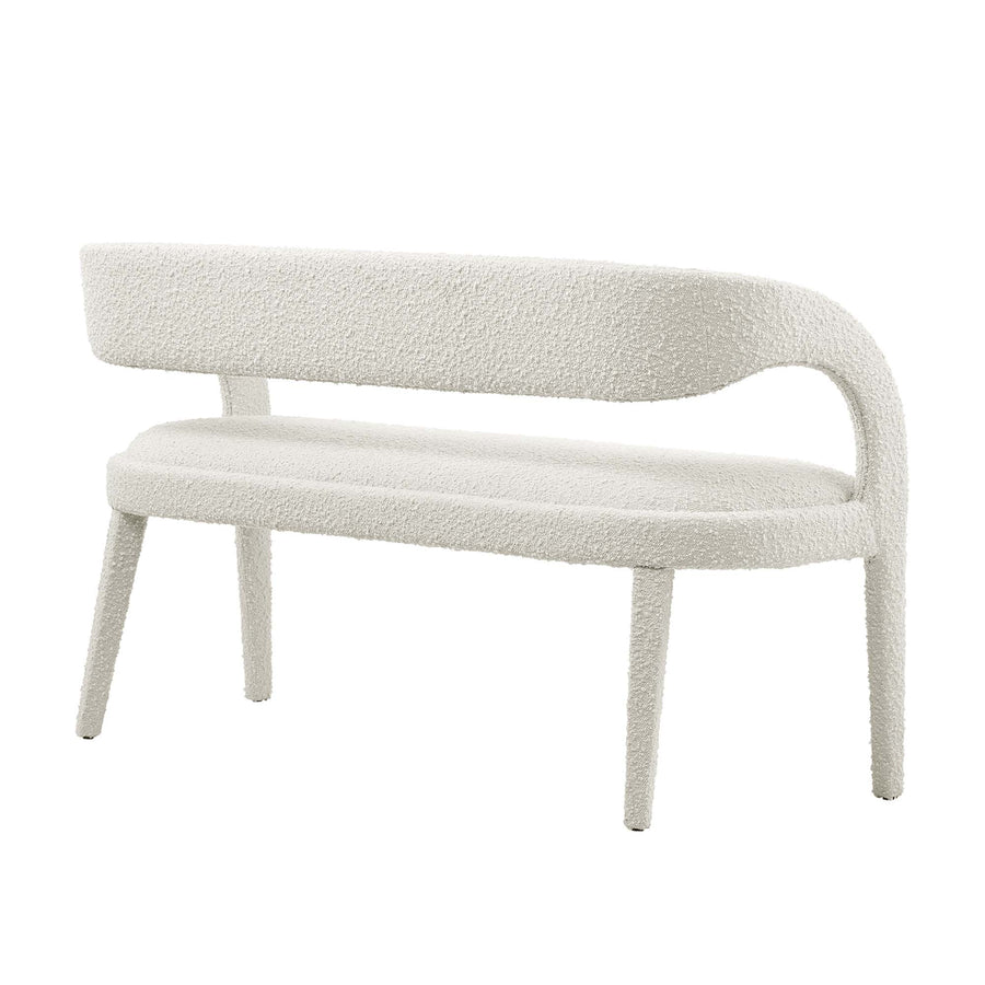 Iris Boucle Fabric Accent Bench in Ivory