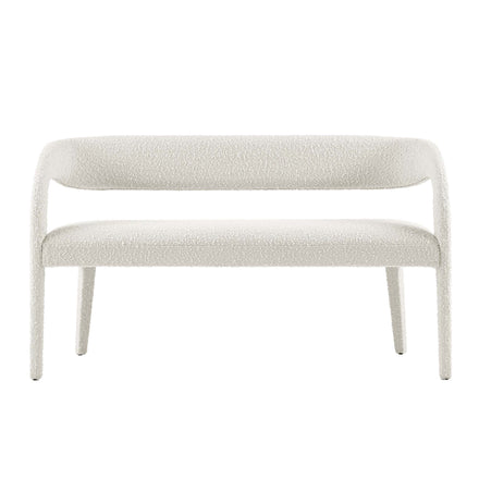 Pinnacle Boucle Fabric Accent Bench in Ivory