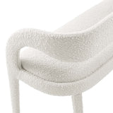 Iris Boucle Fabric Accent Bench in Ivory