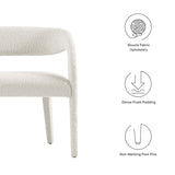 Iris Boucle Fabric Accent Bench in Ivory