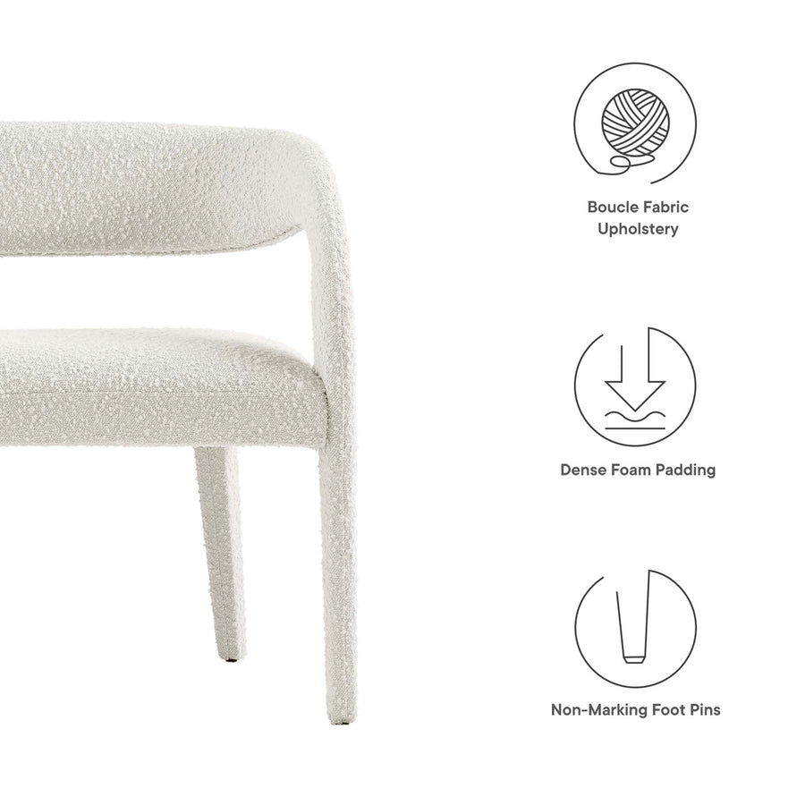 Iris Boucle Fabric Accent Bench in Ivory