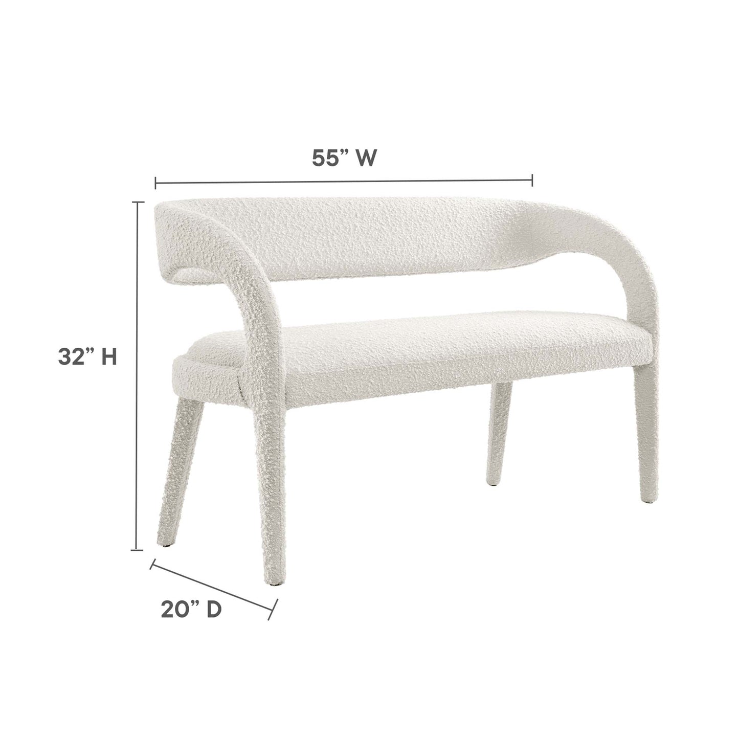 Pinnacle Boucle Fabric Accent Bench by Furniture For America