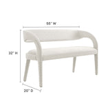 Iris Boucle Fabric Accent Bench in Ivory