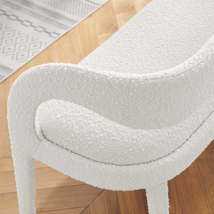 Pinnacle Boucle Fabric Accent Bench in Ivory