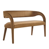Iris Performance Velvet Accent Bench in Brown