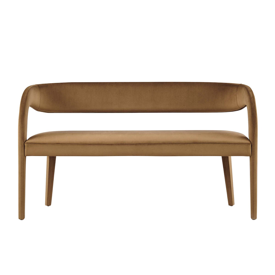 Iris Performance Velvet Accent Bench in Brown
