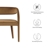 Iris Performance Velvet Accent Bench in Brown