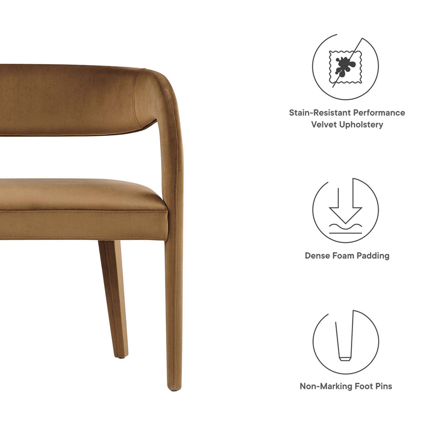 Iris Performance Velvet Accent Bench in Brown