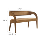 Iris Performance Velvet Accent Bench in Brown