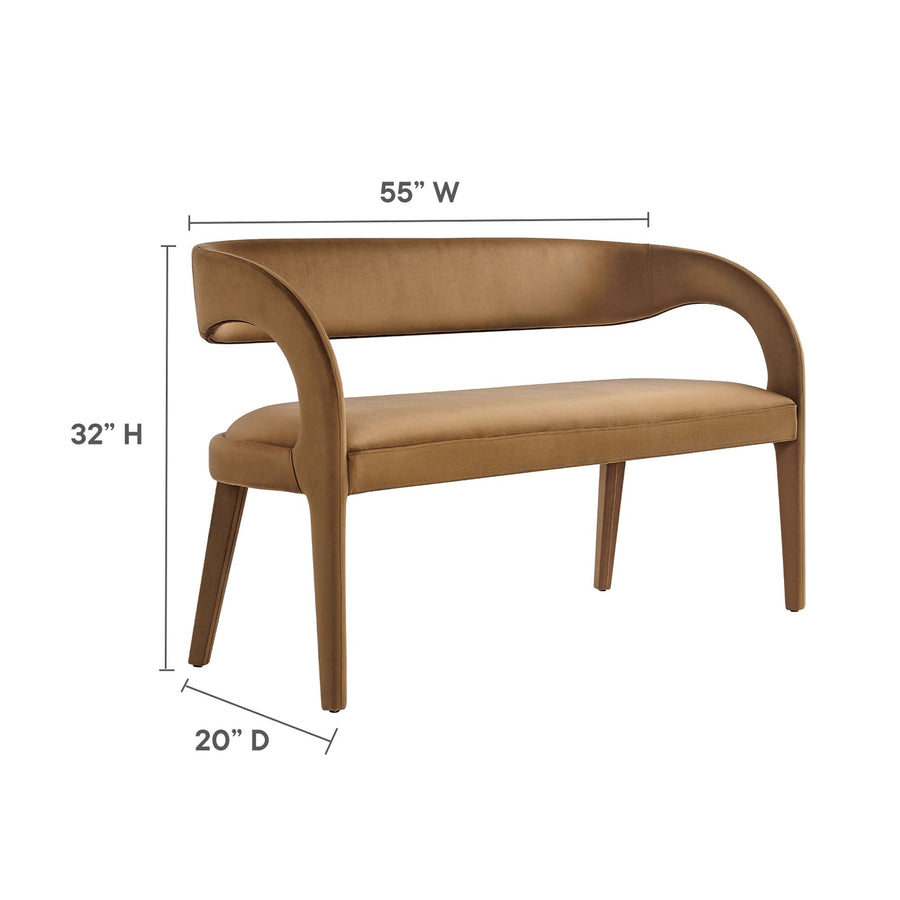 Iris Performance Velvet Accent Bench in Brown