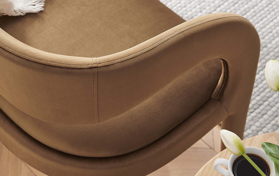 Iris Performance Velvet Accent Bench in Brown