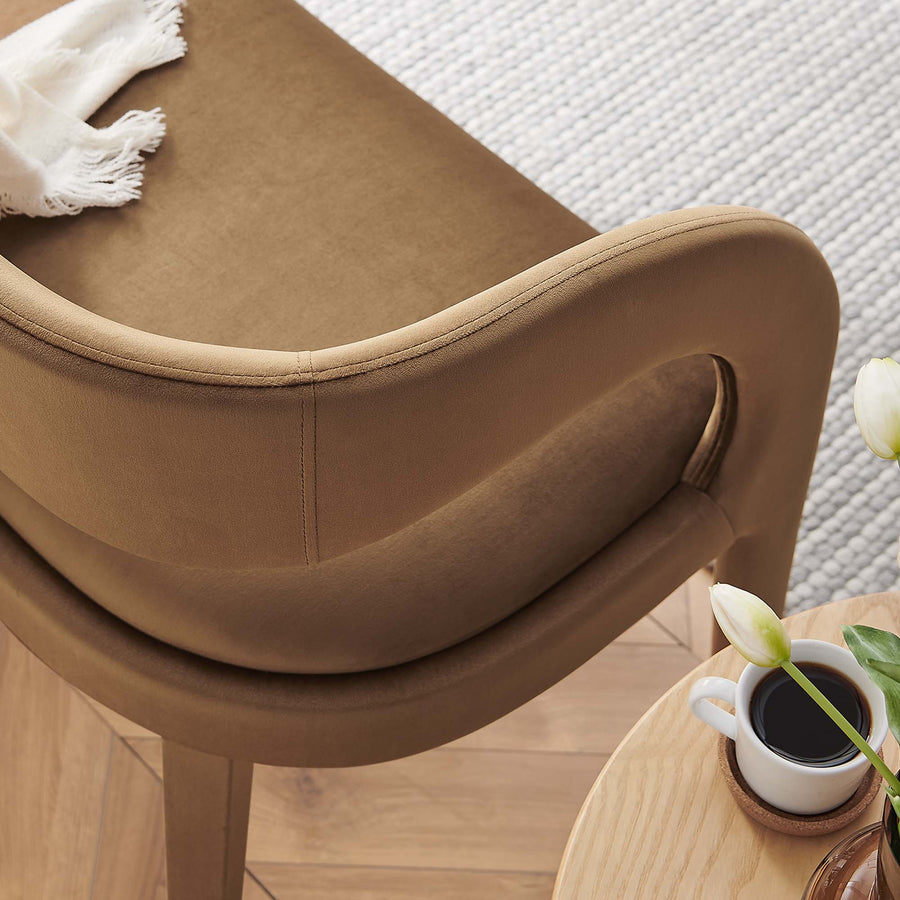 Iris Performance Velvet Accent Bench in Brown
