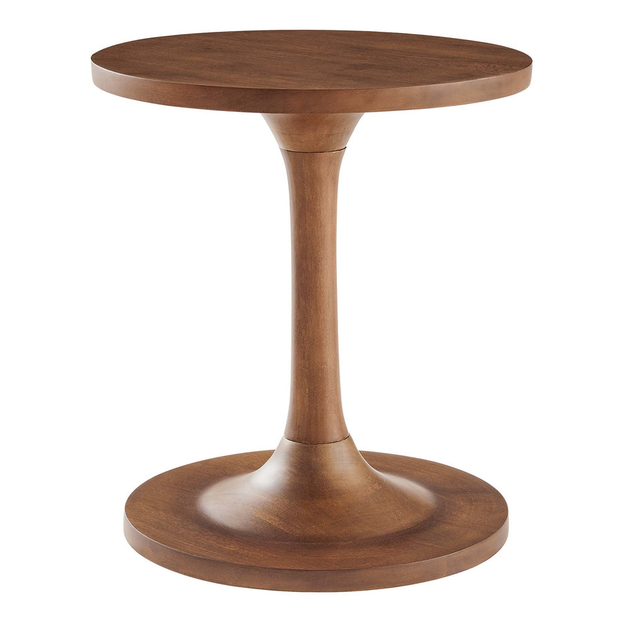Besalu Round Wood Side Table in Walnut