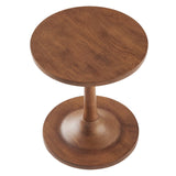 Besalu Round Wood Side Table in Walnut