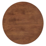 Besalu Round Wood Side Table in Walnut