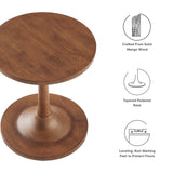 Besalu Round Wood Side Table in Walnut