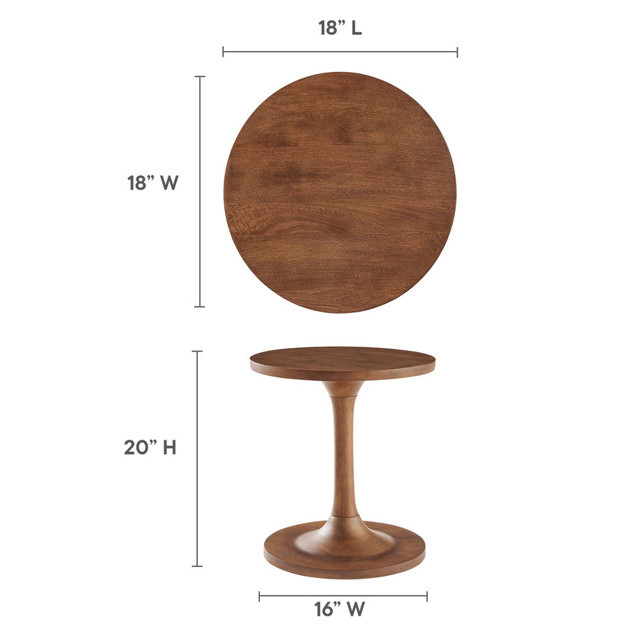 Besalu Round Wood Side Table in Walnut