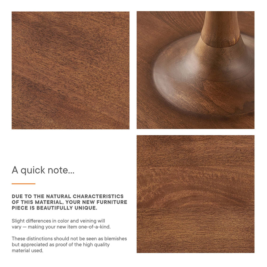 Besalu Round Wood Side Table in Walnut