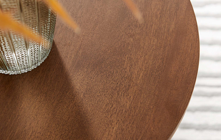 Besalu Round Wood Side Table in Walnut