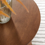 Besalu Round Wood Side Table in Walnut