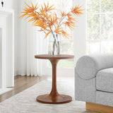 Besalu Round Wood Side Table in Walnut
