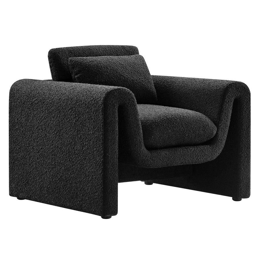 Bloom Boucle Upholstered Armchair in Black
