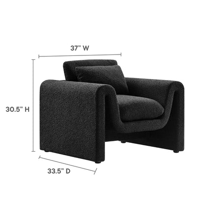 Waverly Boucle Upholstered Armchair in Black