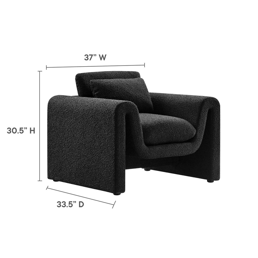 Bloom Boucle Upholstered Armchair in Black