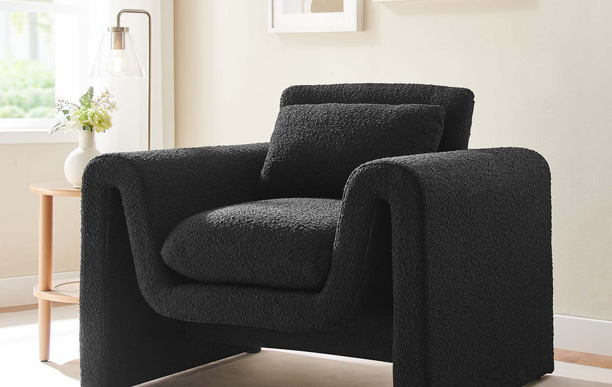 Bloom Boucle Upholstered Armchair in Black